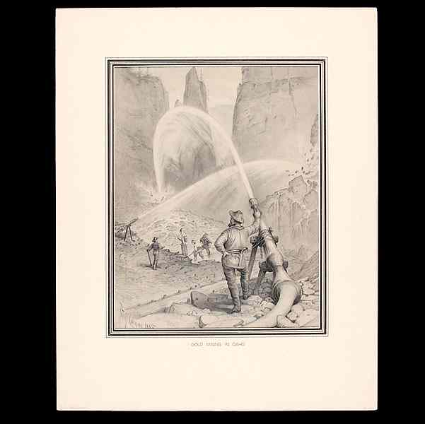 Appraisal: Rudolf Cronau Gold Mining in Idaho Graphite on paper signed