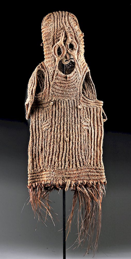 Appraisal: Early th C Asmat Fiber Body Mask Det Indonesia western