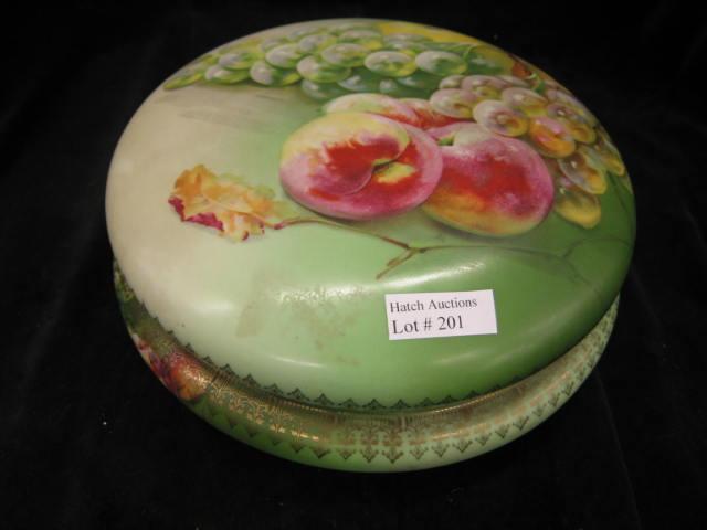 Appraisal: Fine Porcelain Dresser Box fruit decor circa