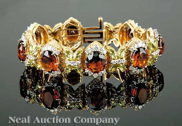 Appraisal: A kt Gold Citrine Peridot and Diamond Bracelet designed as