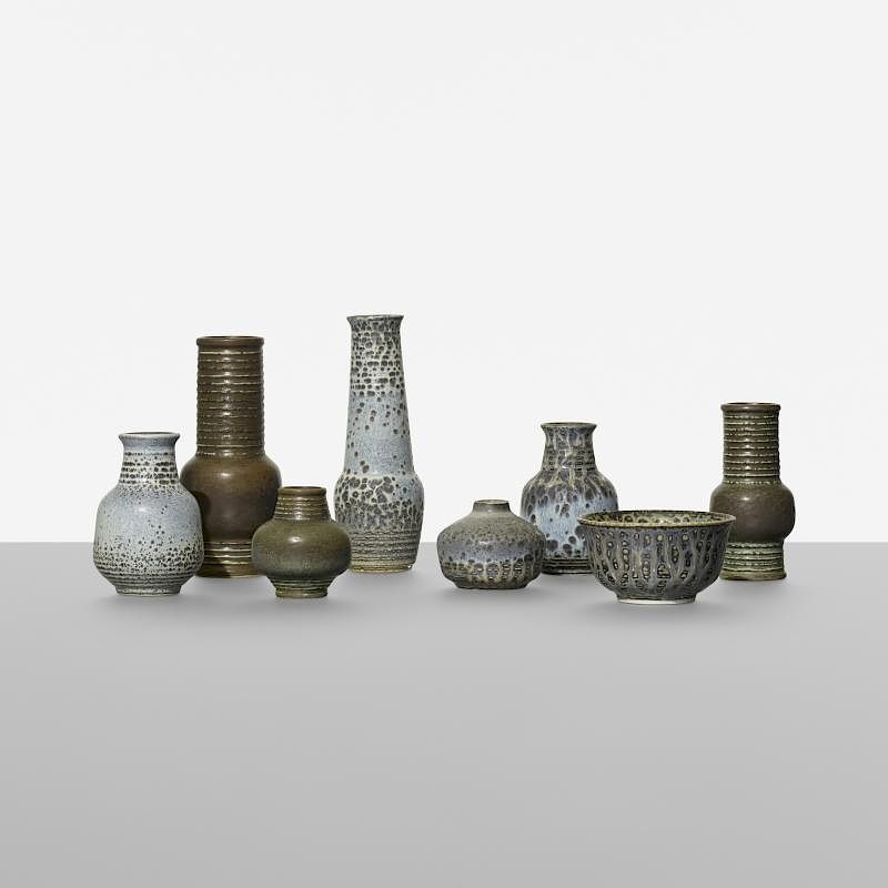 Appraisal: Gunnar Nylund collection of eight vases Gunnar Nylund collection of