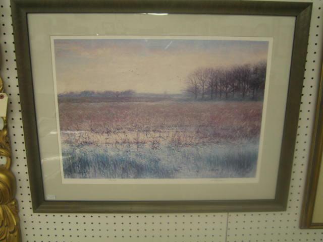 Appraisal: Richard Earl Thompson Print A Sign of Winter ducks flying