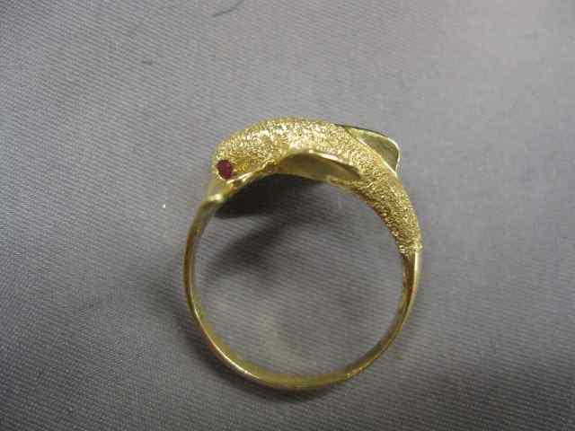 Appraisal: k Figural Dolphin Ring ruby eye in yellow gold