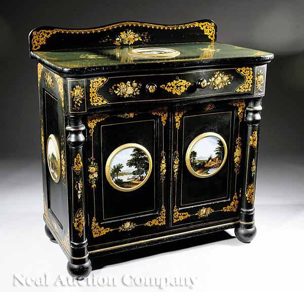 Appraisal: An Important American Ebonized Gilt-Decorated Mother-of-Pearl Inlaid and glomis -Mounted