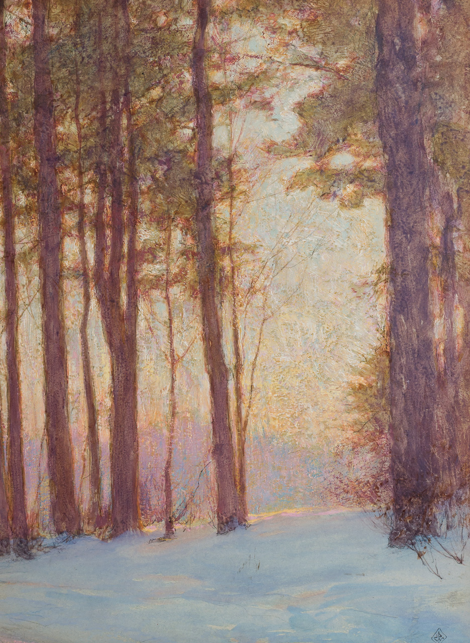 Appraisal: WALTER LAUNT PALMER American - Pines at Sunset oil on