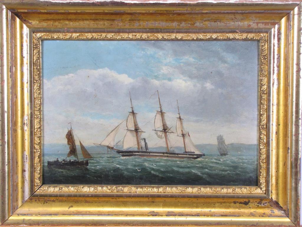 Appraisal: Unsigned th Century x O B Frigate at Sea Depicting