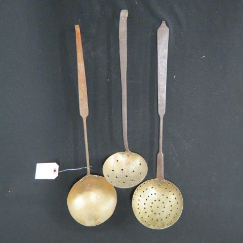 Appraisal: Antique Cooking Utensils ladle straining ladles th century longest is