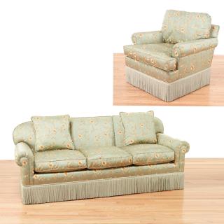 Appraisal: Fine Designer sofa and club chair Fine Designer sofa and