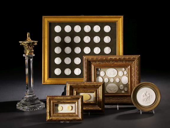 Appraisal: Two Shadowboxes of Plaster Intaglios one a shadowboxed oval English