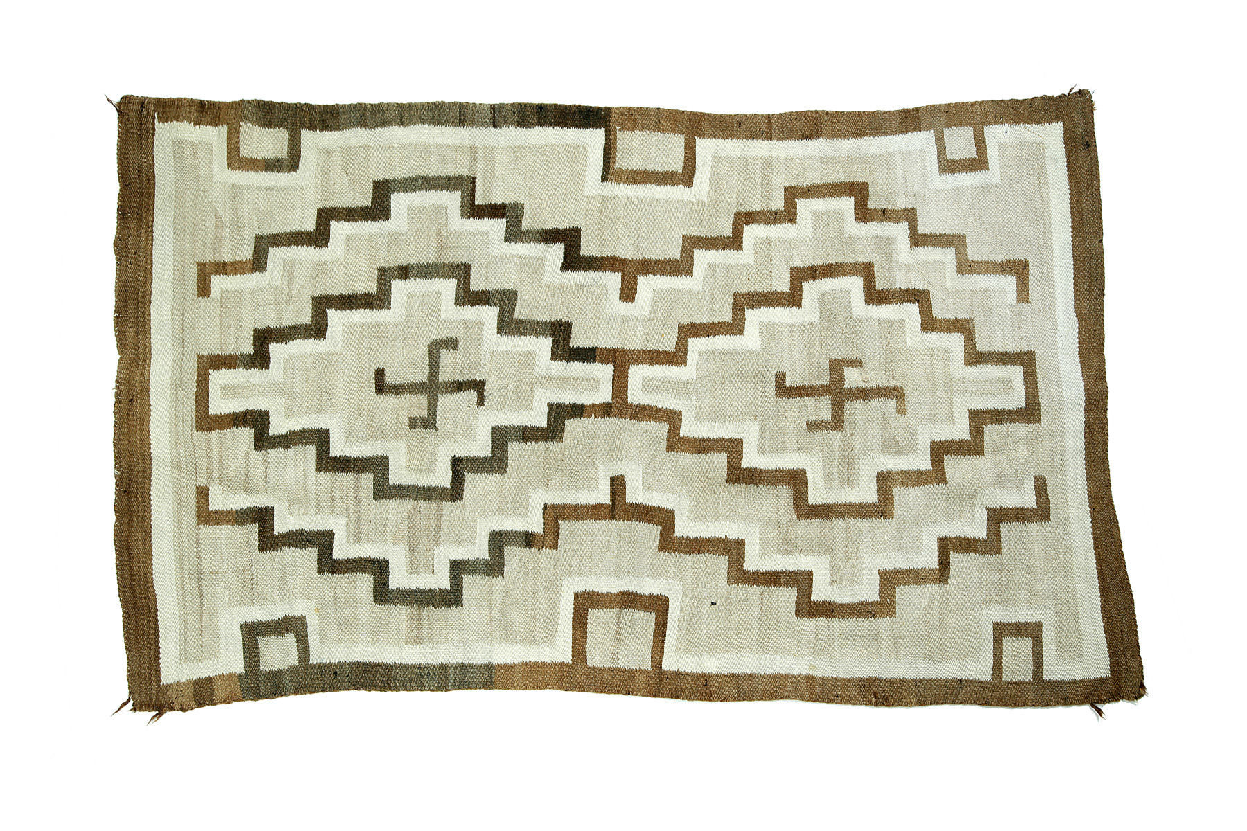 Appraisal: NAVAJO RUG Early th century Natural tan dyes Stepped diamonds