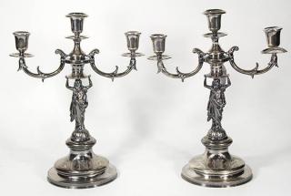 Appraisal: American coin silver figural candelabra by William K Vanderslce San