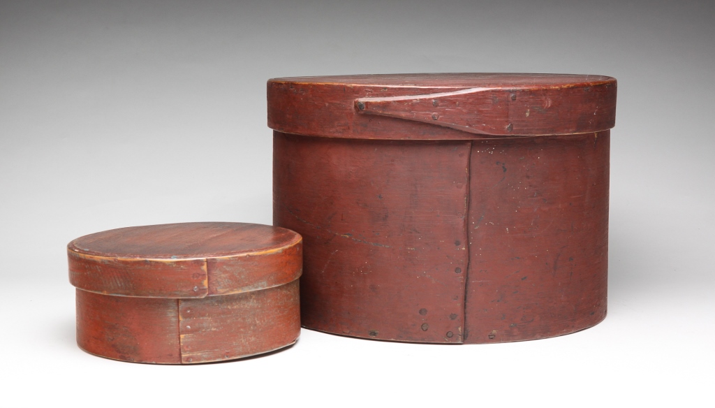 Appraisal: Second half th century Round bentwood box with lapped seams