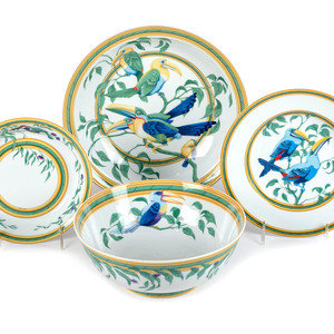 Appraisal: A Hermes Toucans Porcelain Dinner Service th Century pieces in