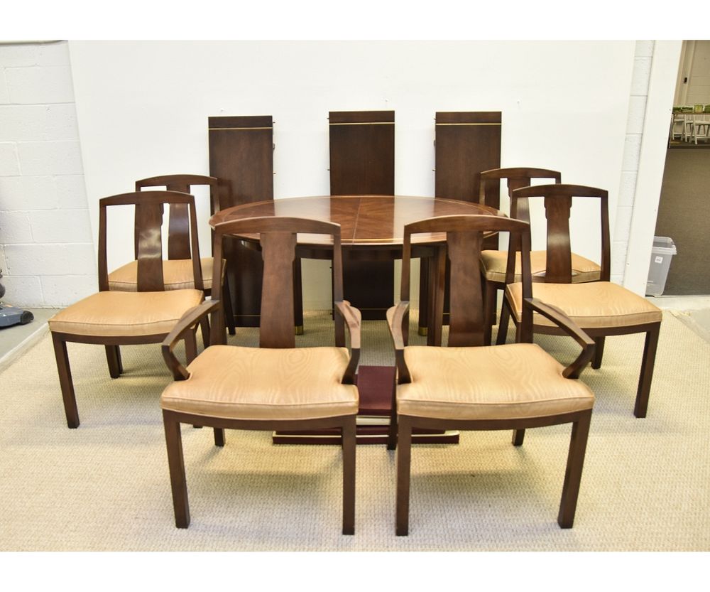 Appraisal: Baker Dining Table with Six Matching Chairs Baker Furniture mahogany