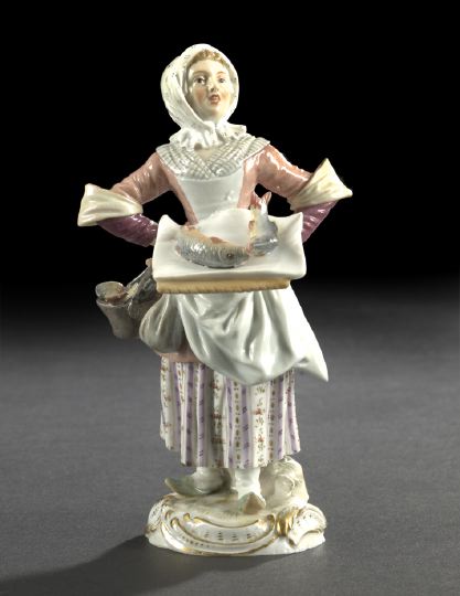 Appraisal: Meissen Porcelain Figure of a Female Fish Seller third quarter