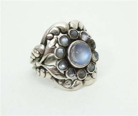 Appraisal: GEORG JENSEN DRESS RING CIRCA - sterling silver collet set