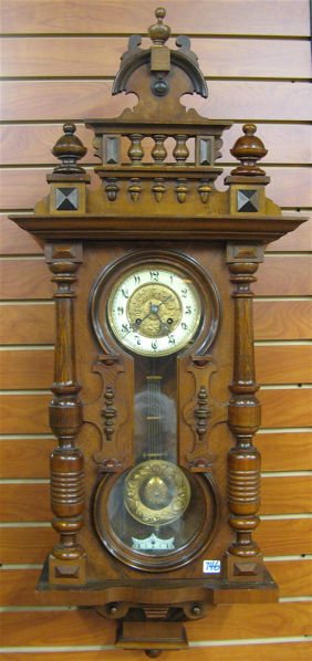 Appraisal: WALNUT-CASED WALL CLOCK attributed to HAC Hamburg American Company Germany