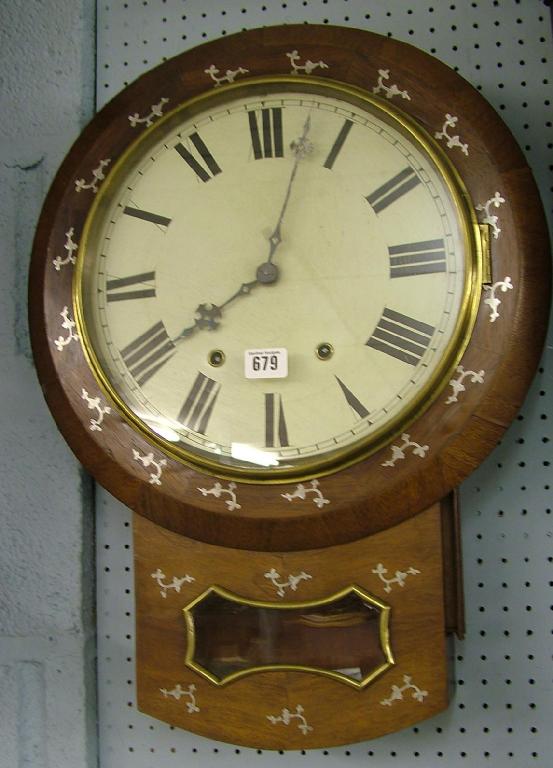 Appraisal: American two train drop dial wall clock the cream dial