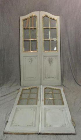 Appraisal: Carved Bronze Mounted French Doors Great quality with beveled panes