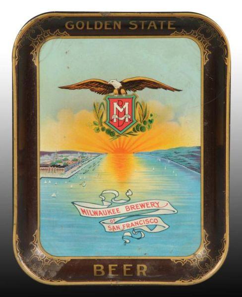 Appraisal: Tin Litho Golden State Beer Serving Tray Description Circa A