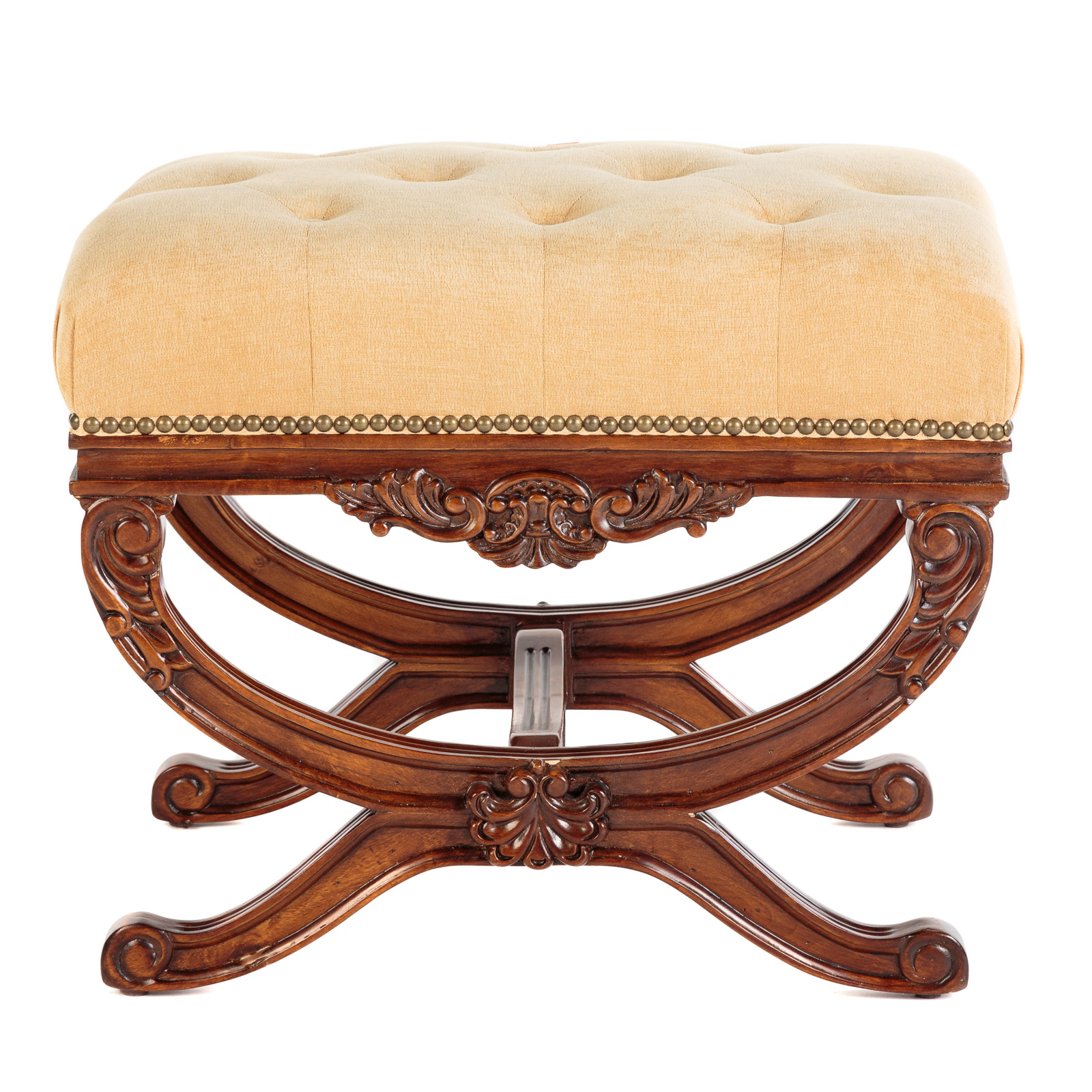 Appraisal: FRONTGATE REGENCY STYLE OTTOMAN With tufted button upholstery in H