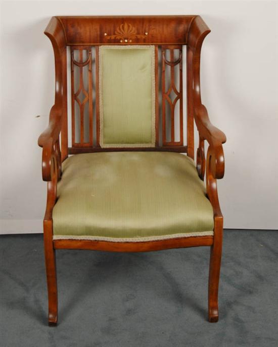 Appraisal: An E th C Mahogany Open Arm Wing Back Chair