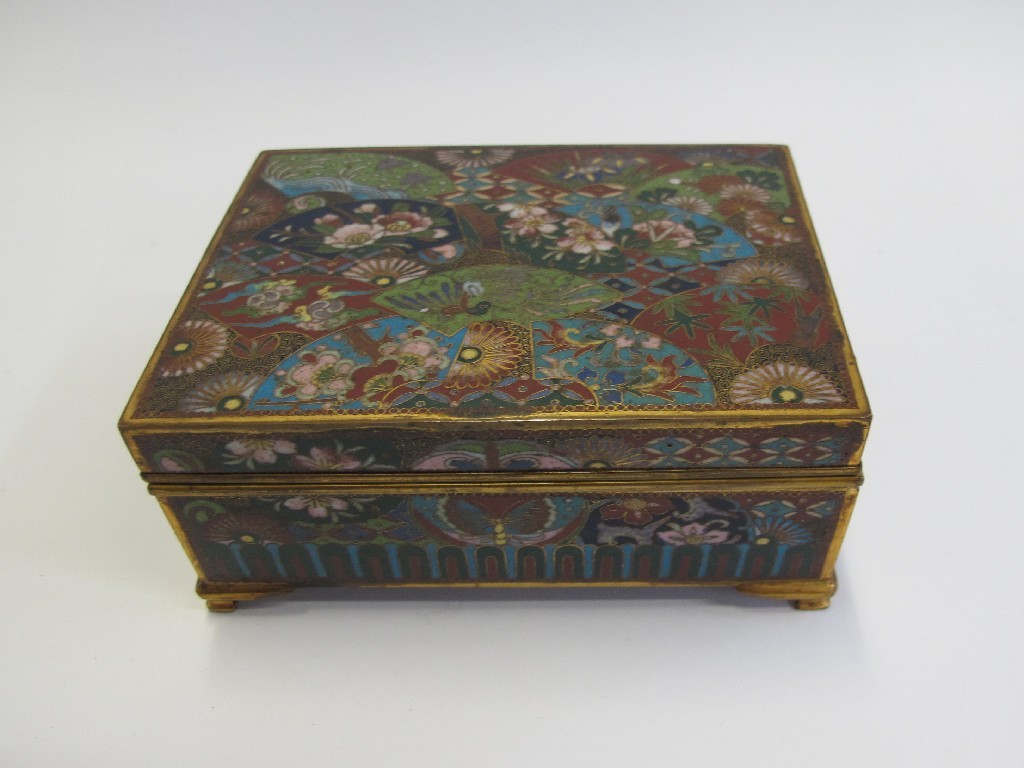 Appraisal: Cloisonne box and cover decorated with fans