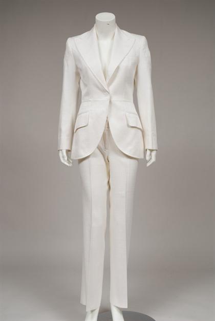 Appraisal: Dolce Gabbana white pants suit contemporary Cotton and silk blend