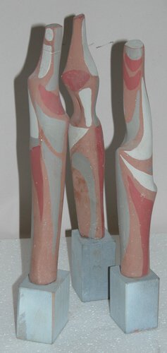 Appraisal: Three Painted Maquettes Three Abstract Sculpture Maquettes Ceramic on Ceramic