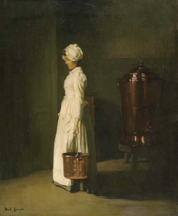 Appraisal: BAIL JOSEPH Limonest - Paris A maid drawing water Oil