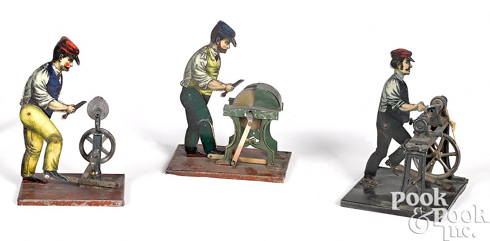 Appraisal: Three Carette workmen steam toy accessories Three Carette lithographed tin