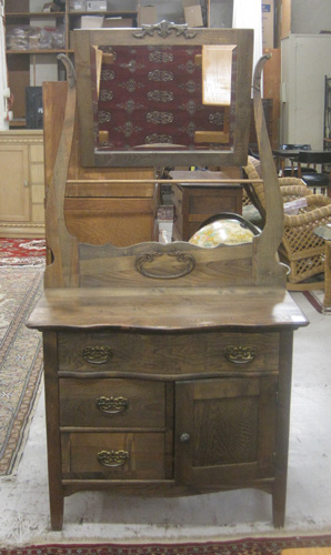 Appraisal: LATE VICTORIAN ASH COMMODE American late th century with rectangular