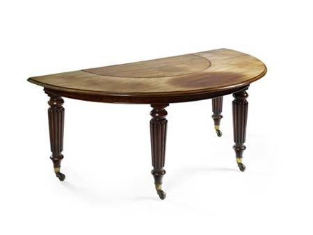 Appraisal: A Regency mahogany Hunt table of demi-lune form with detachable