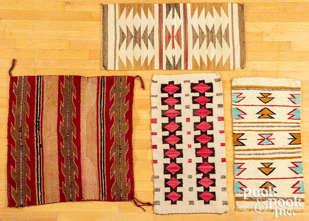 Appraisal: Three Navajo Indian Gallup throw textiles Three Navajo Indian Gallup