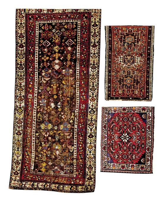 Appraisal: Three carpets tribal ' x ' two Tabriz ' x