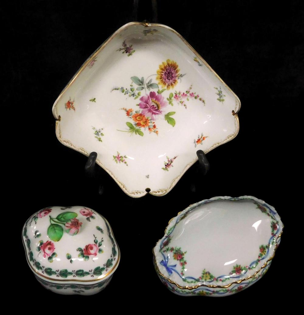 Appraisal: Meissen Limoges and Ginori three pieces of hand-painted porcelain all