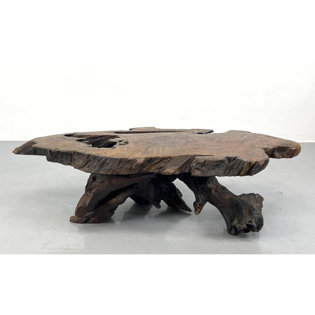 Appraisal: Live Edge Natural Wood Tree Slab Cocktail Table Thick slab