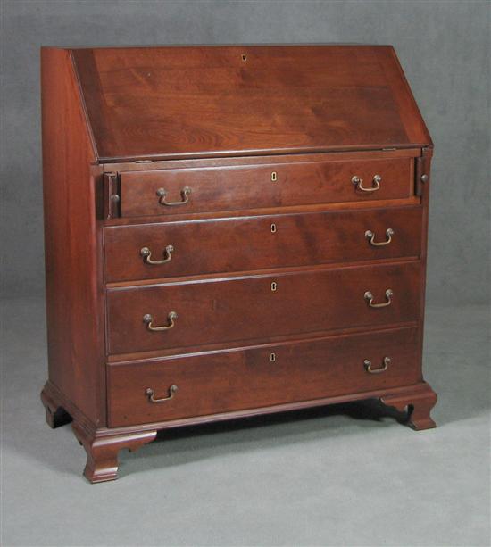 Appraisal: Walnut Slant-Front Desk Circa Simple interior with prospect door and