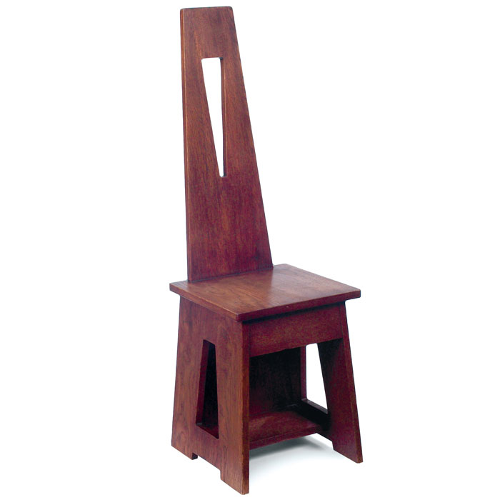 Appraisal: Limbert hall chair dramatic design with a tapered back and