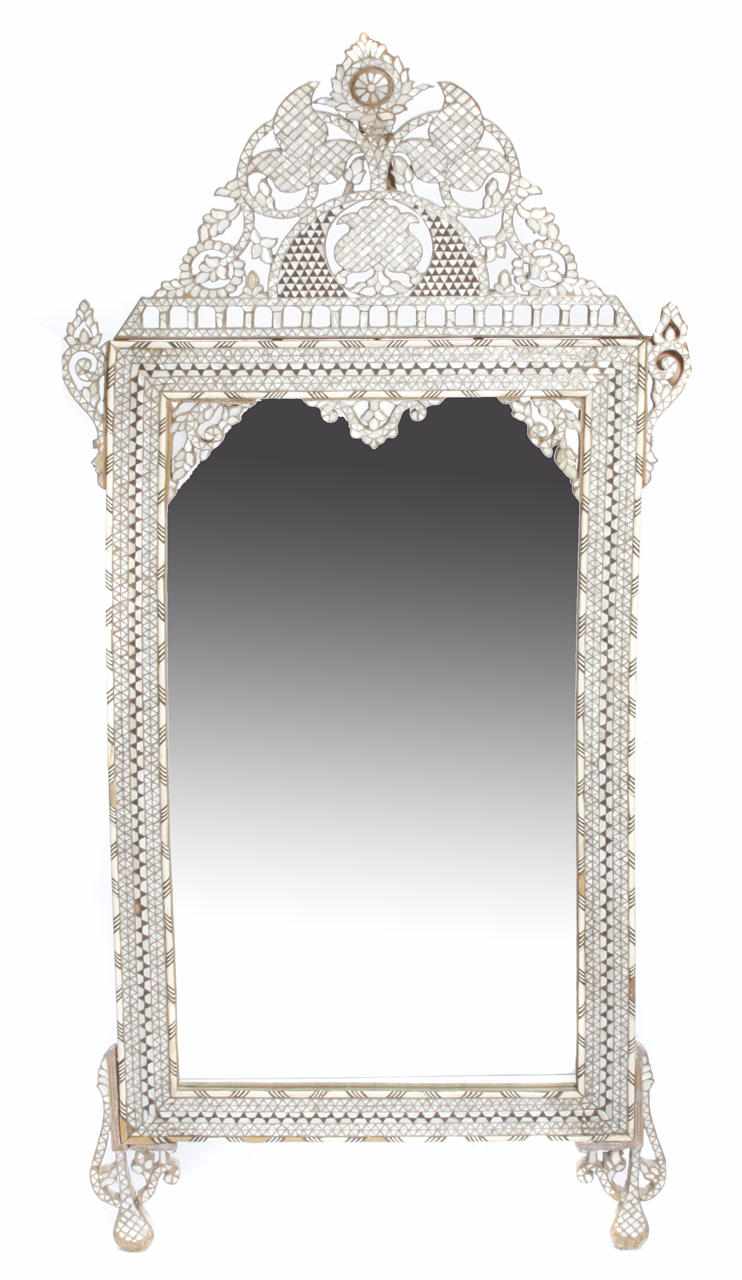 Appraisal: A Levantine shell and bone inlaid mirror height width in