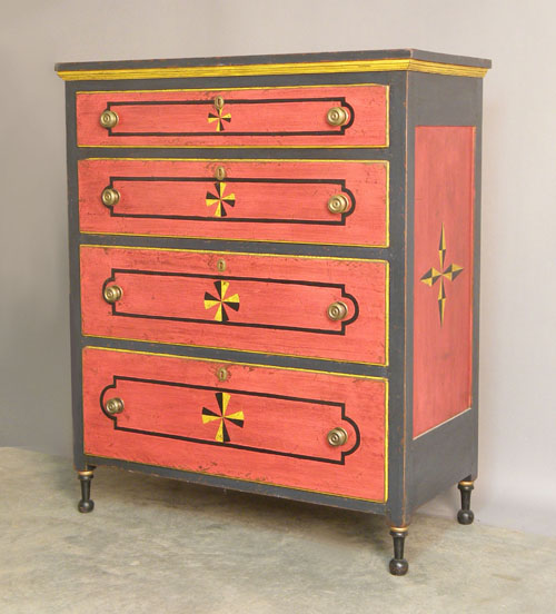 Appraisal: Painted chest of drawers in the Mahantongo style h w