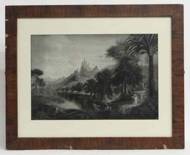 Appraisal: th c Hudson River School sandpaper drawing Sight '' x