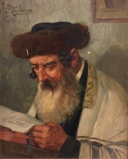 Appraisal: Portrait of a Rabbi Reading th C Depicting a rabbi