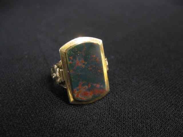 Appraisal: Victorian Bloodstone Man's Ring k yellow gold engraved setting