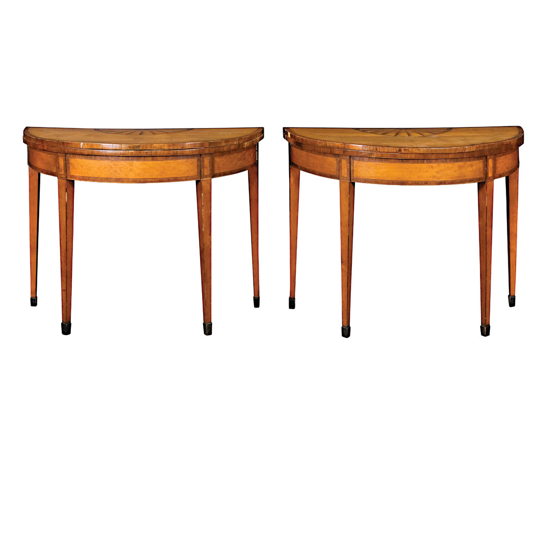 Appraisal: Pair of George III Rosewood Satinwood and Marquetry Fold-Over Game