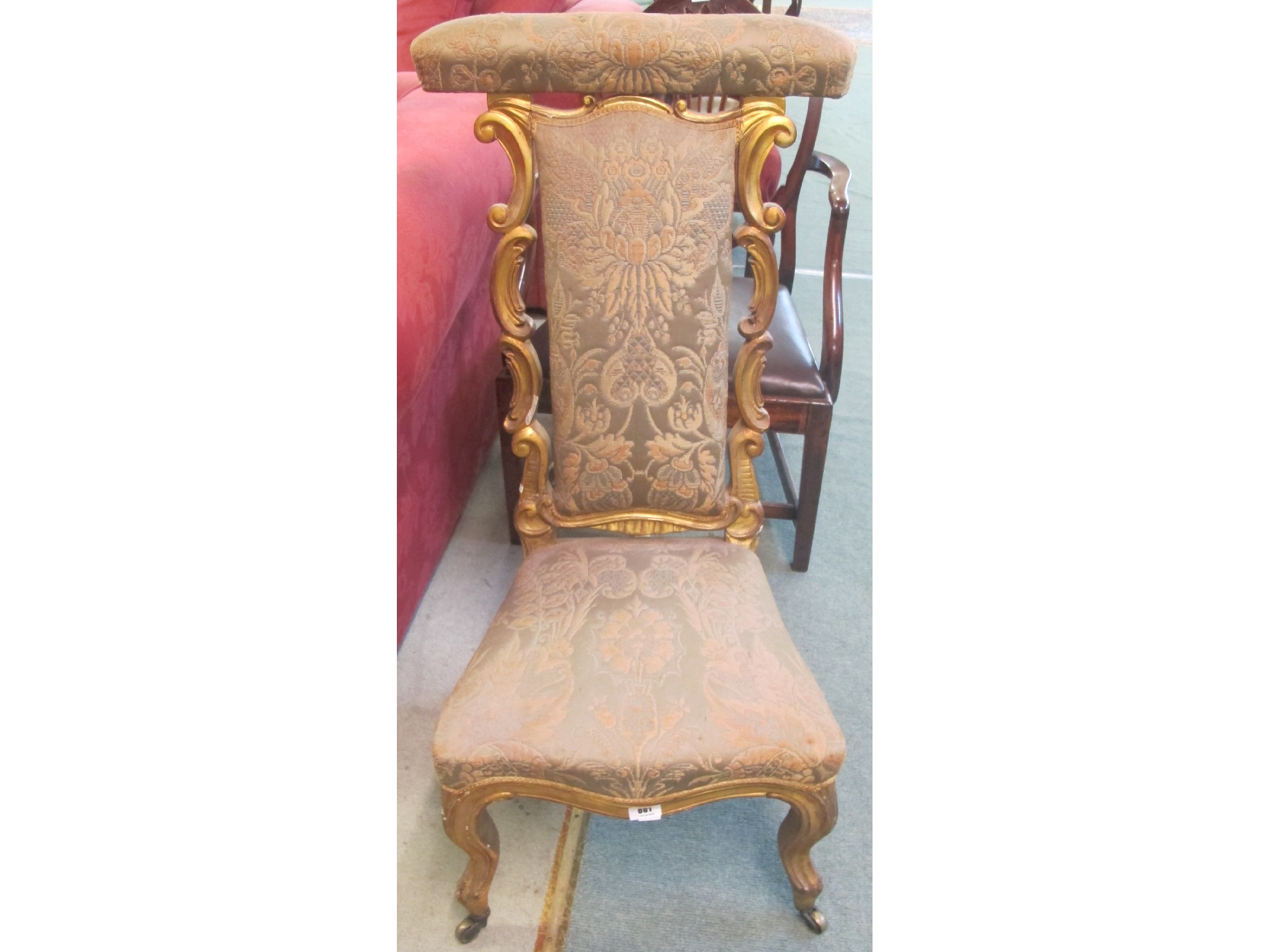 Appraisal: A Victorian giltwood prie dieu chair