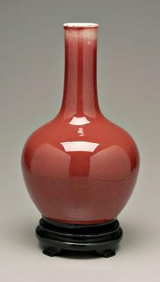 Appraisal: Chinese sang de boeuf vase bottle form strawberry glaze attached