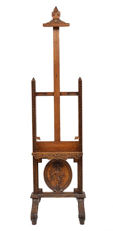 Appraisal: A FRENCH OAK EASEL with a telescopic support above a