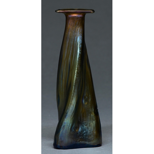 Appraisal: A Bohemian iridescent glass vase c of propeller form with