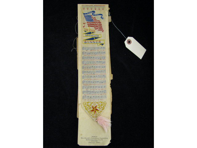 Appraisal: Columbian World's Fair Stevensgraph bookmark The Star Spangled Banner on